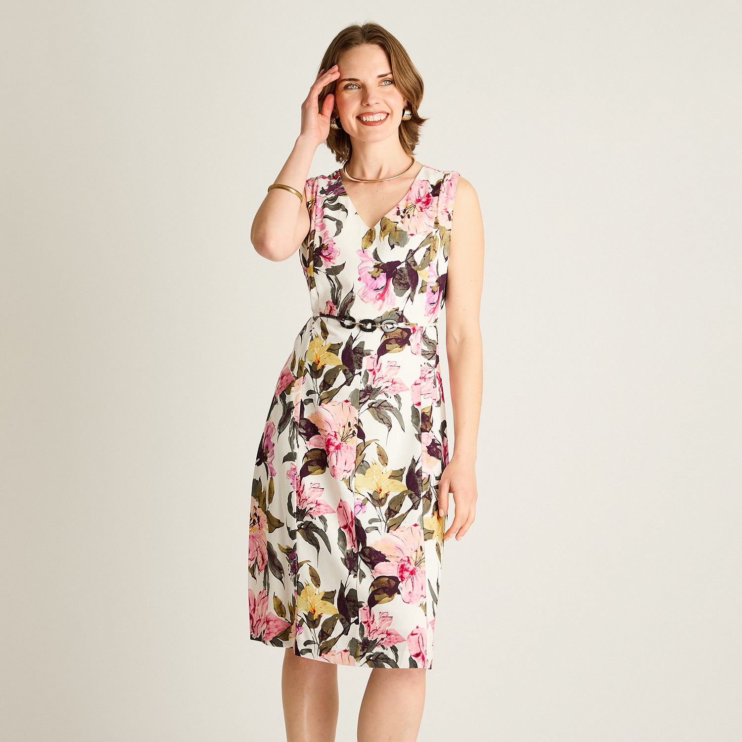 Vestido Midi Crudo con Estampa Floral